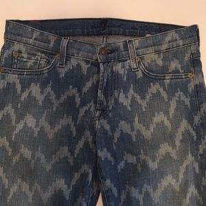 7 For All Mankind Blue Patterned Skinny Jeans